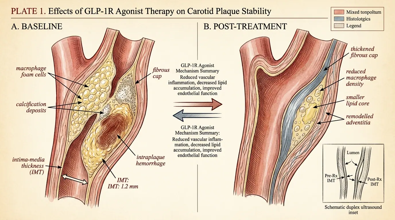 Carotid atherosclerosis. Illustration showing Cerebrovascular risk reduction mirrored in stroke endpoint reductions.