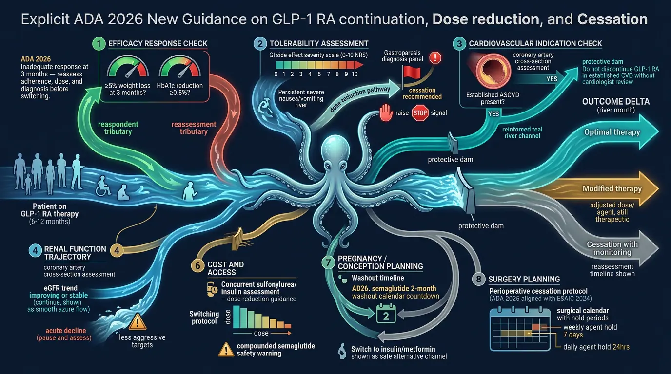 Therapeutic stewardship principles. Illustration showing Appropriate agent selection, titration, and deprescribing considerations.