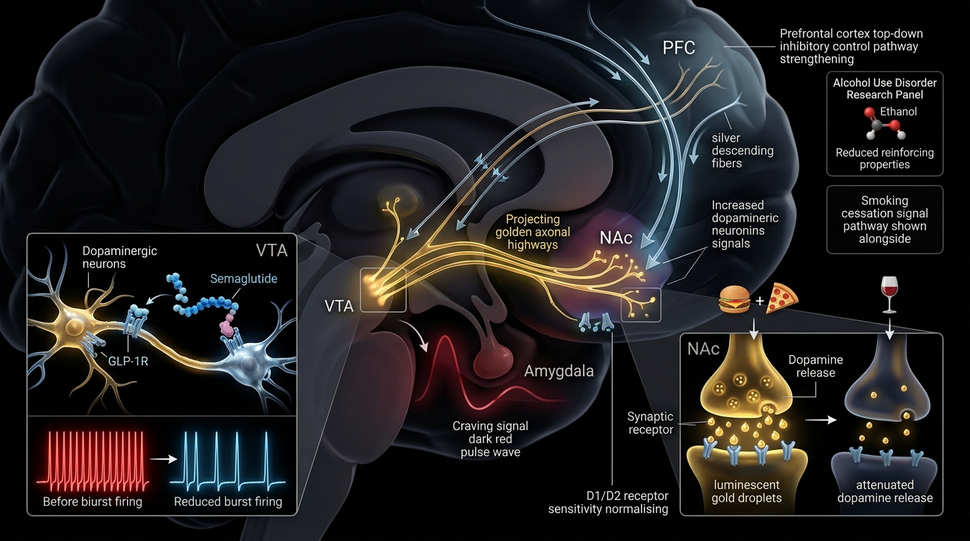 Mesolimbic GLP-1 pathways