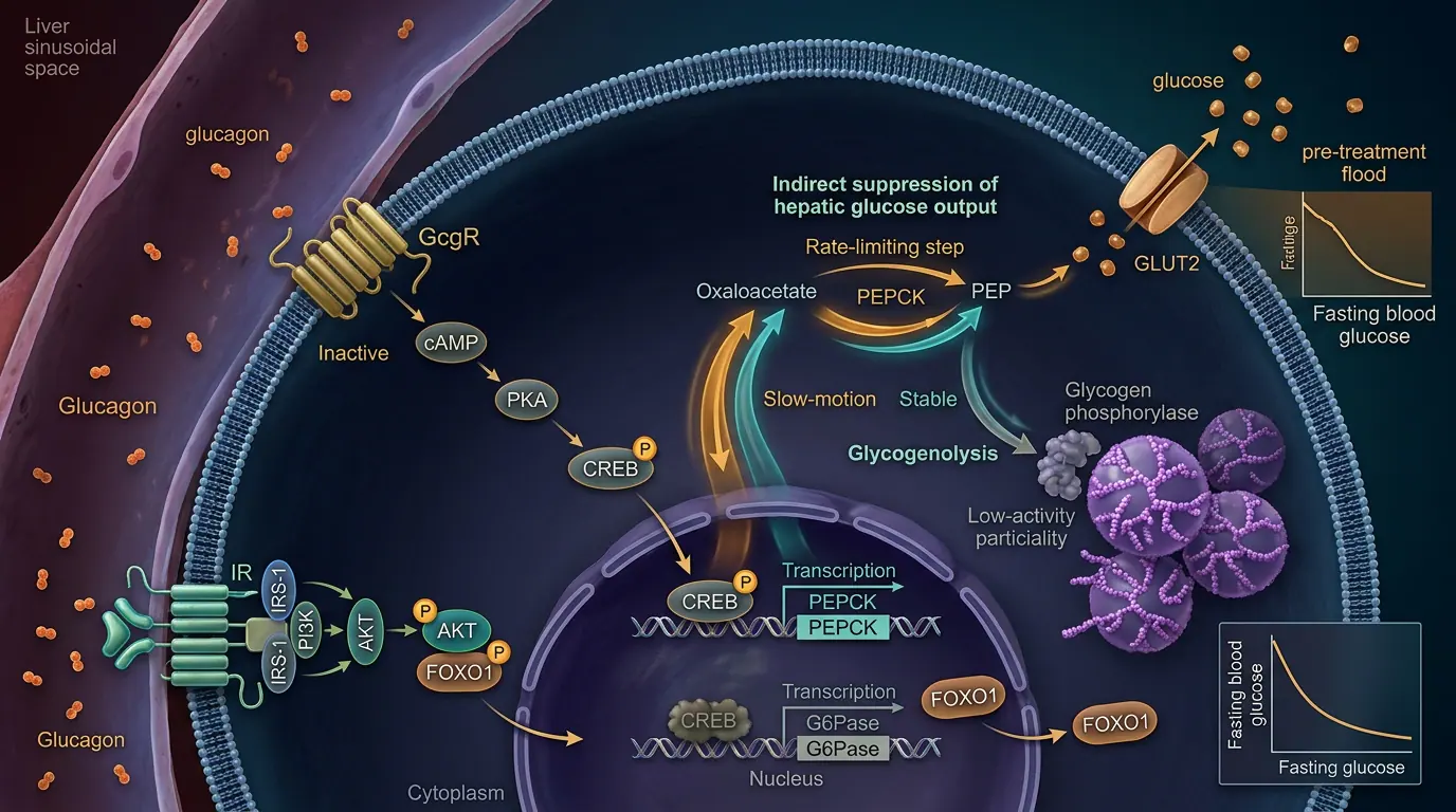 Hepatocyte metabolism. Illustration showing Intracellular fat handling under GLP-1R activation.
