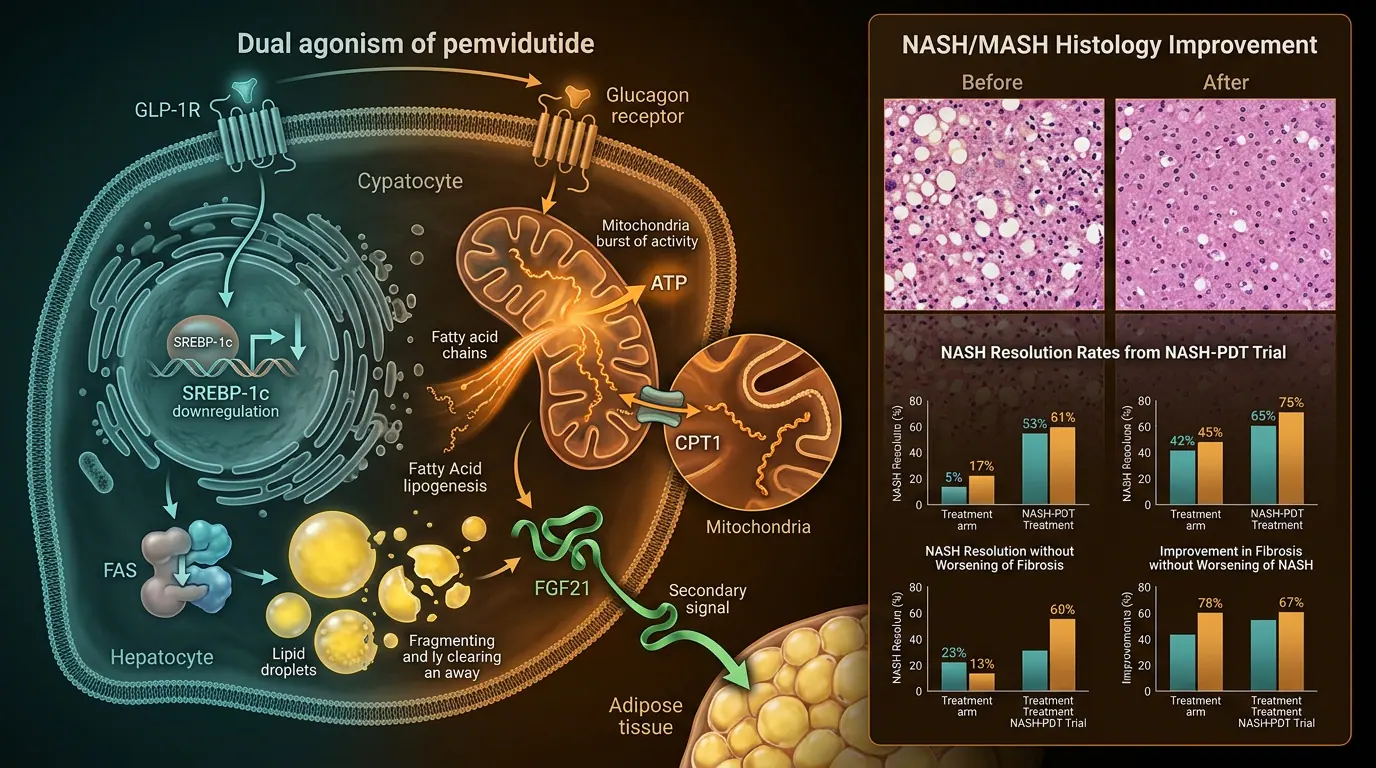 Emerging hepatic therapies landscape. Illustration showing GLP-1-based combinations in MASH pipeline.